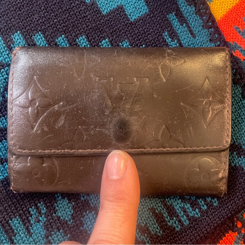 Louis Vuitton Matte Dark Brown Monogram Embossed Folding 6 Key Wallet